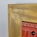Argentine modern red ceramic golden wood sculpture painting by Carlos Carlè 1974