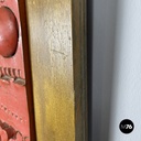 Argentine modern red ceramic golden wood sculpture painting by Carlos Carlè 1974