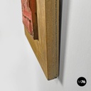 Argentine modern red ceramic golden wood sculpture painting by Carlos Carlè 1974