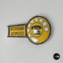 Italian mid-century modern yellow white and black metal telephone sign, 1960s