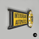 Italian mid-century modern yellow white and black metal telephone sign, 1960s