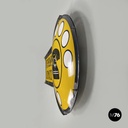 Italian mid-century modern yellow white and black metal telephone sign, 1960s