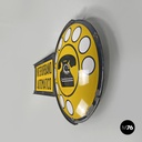Italian mid-century modern yellow white and black metal telephone sign, 1960s
