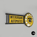 Italian mid-century modern yellow white and black metal telephone sign, 1960s