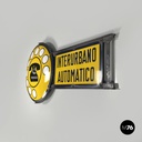 Italian mid-century modern yellow white and black metal telephone sign, 1960s