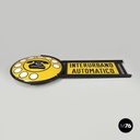 Italian mid-century modern yellow white and black metal telephone sign, 1960s