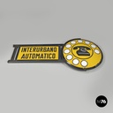 Italian mid-century modern yellow white and black metal telephone sign, 1960s