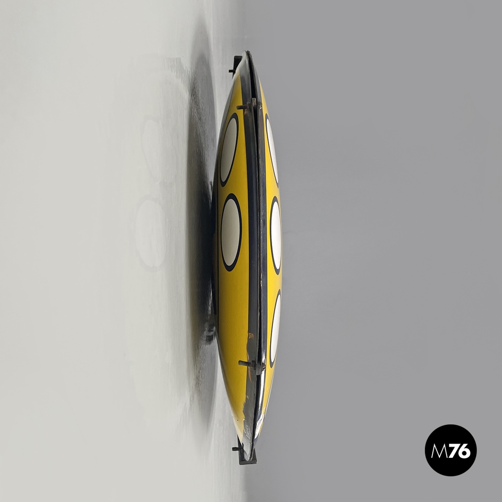 Italian mid-century modern yellow white and black metal telephone sign, 1960s