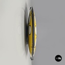 Italian mid-century modern yellow white and black metal telephone sign, 1960s