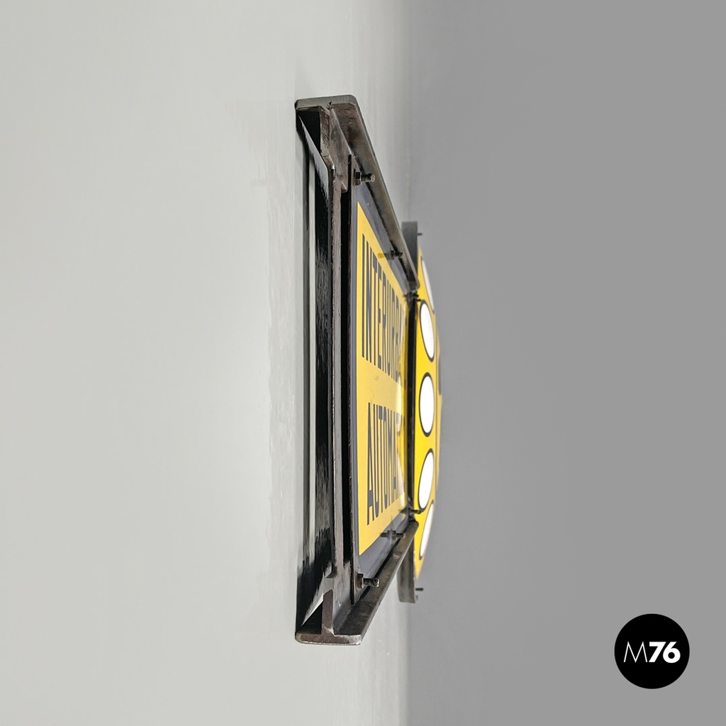 Italian mid-century modern yellow white and black metal telephone sign, 1960s