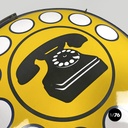 Italian mid-century modern yellow white and black metal telephone sign, 1960s
