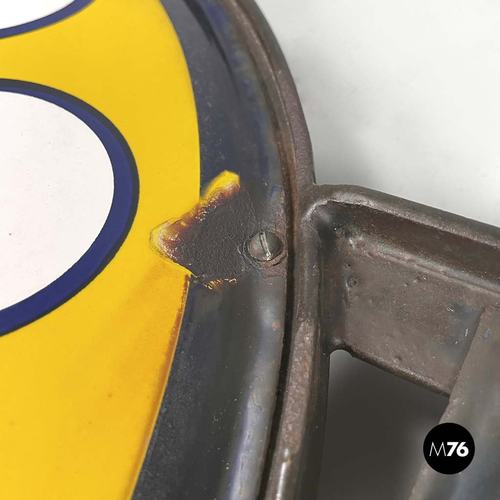 Italian mid-century modern yellow white and black metal telephone sign, 1960s