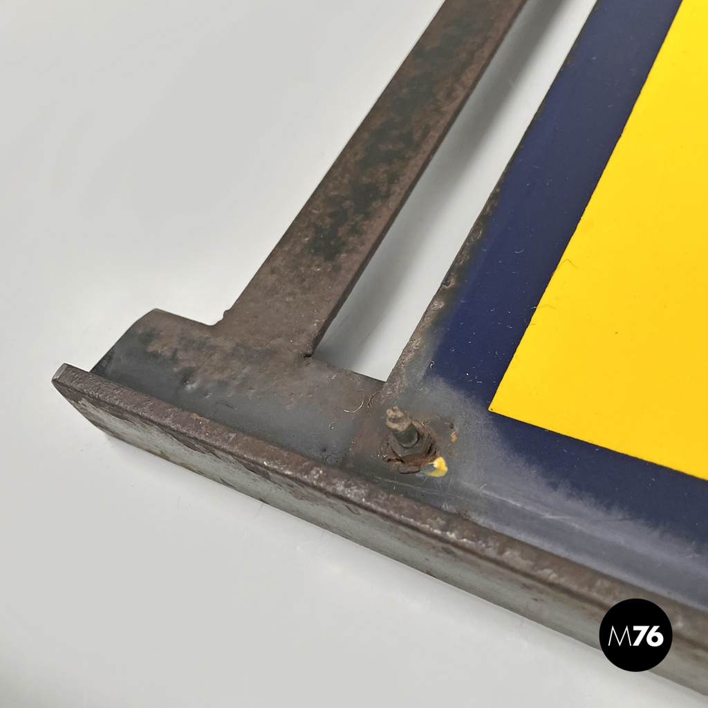 Italian mid-century modern yellow white and black metal telephone sign, 1960s