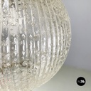 Italian mid-century modern Chandelier in molded glass, brass and metal, 1950s