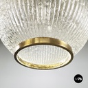 Italian mid-century modern Chandelier in molded glass, brass and metal, 1950s