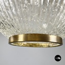 Italian mid-century modern Chandelier in molded glass, brass and metal, 1950s