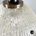 Italian mid-century modern Chandelier in molded glass, brass and metal, 1950s