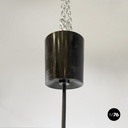 Italian mid-century modern Chandelier in molded glass, brass and metal, 1950s