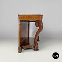 Italian antique console table in wood and marble with inlay decorations, 1840