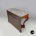 Italian antique console table in wood and marble with inlay decorations, 1840