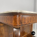 Italian antique console table in wood and marble with inlay decorations, 1840