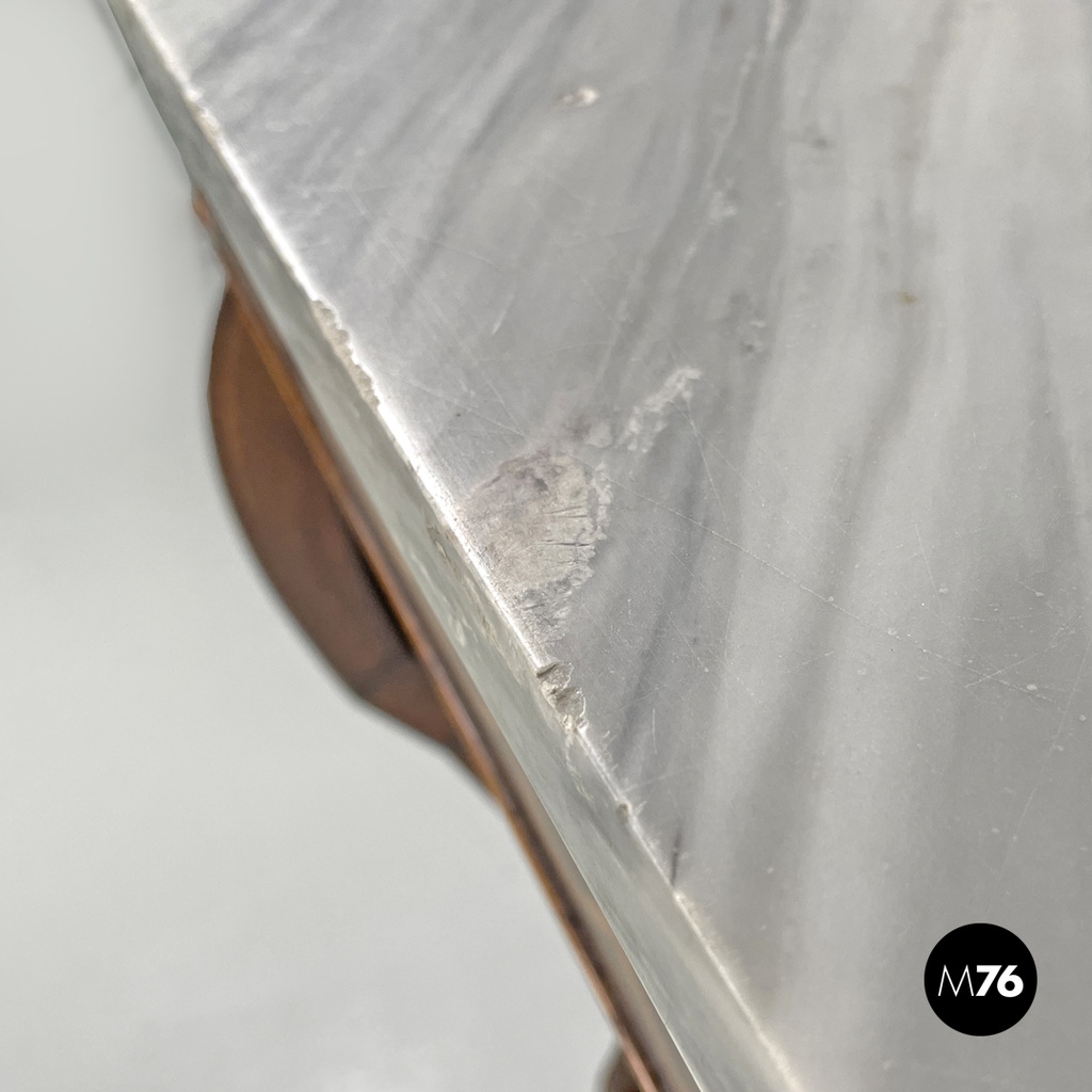 Italian antique console table in wood and marble with inlay decorations, 1840