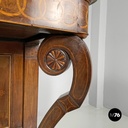 Italian antique console table in wood and marble with inlay decorations, 1840