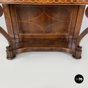 Italian antique console table in wood and marble with inlay decorations, 1840