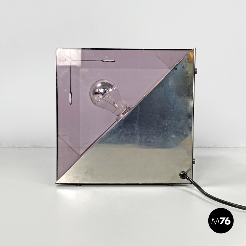Italian modern metal and purple plexiglass table lamp by Iter Elettronica, 1970s