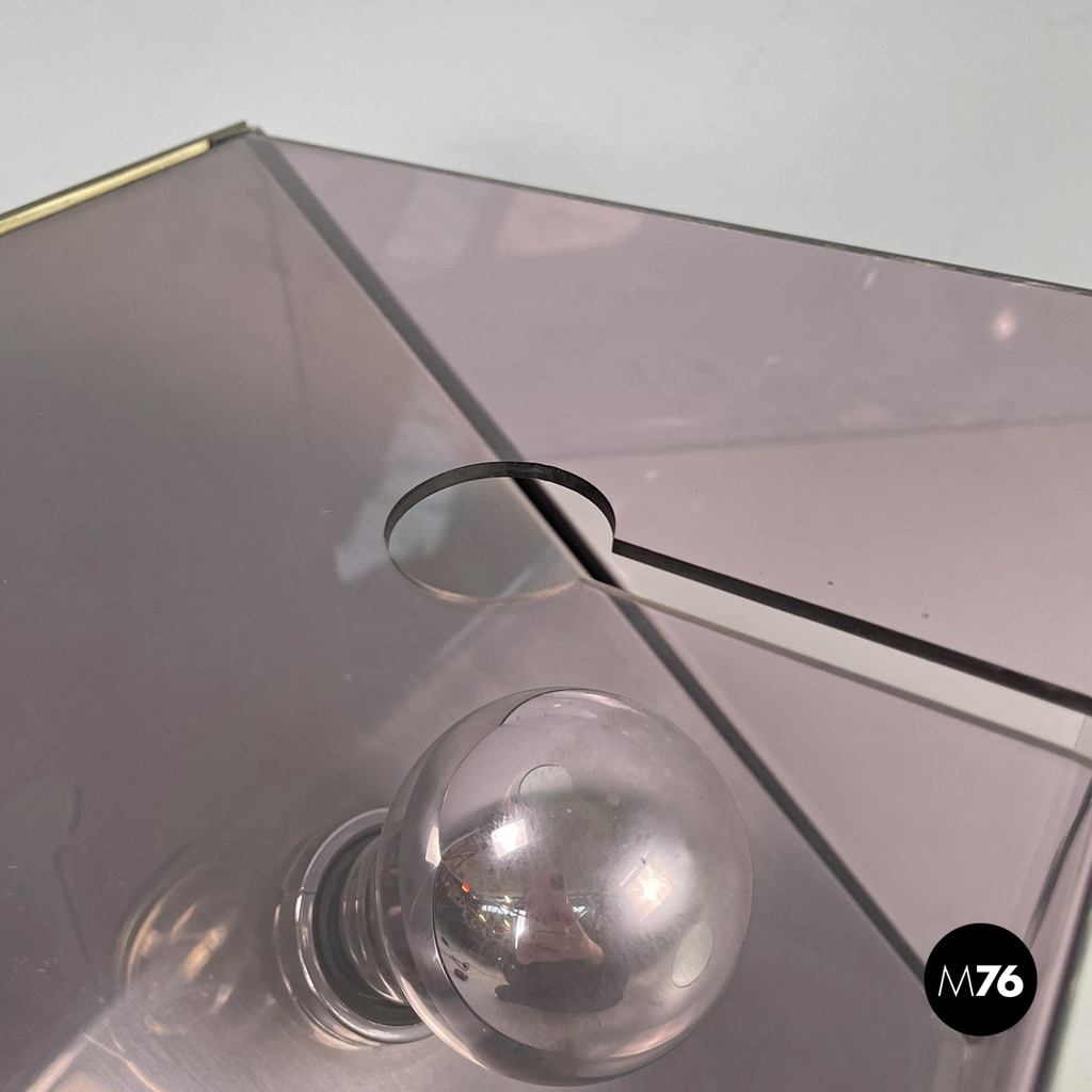 Italian modern metal and purple plexiglass table lamp by Iter Elettronica, 1970s