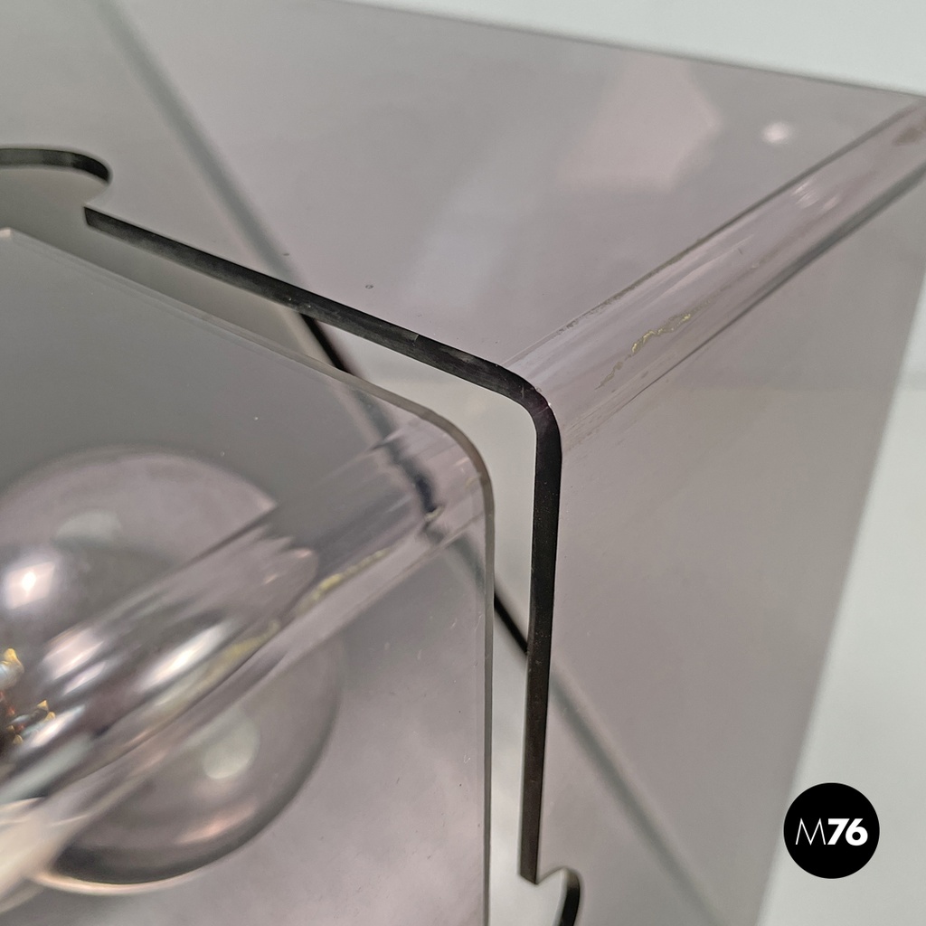 Italian modern metal and purple plexiglass table lamp by Iter Elettronica, 1970s