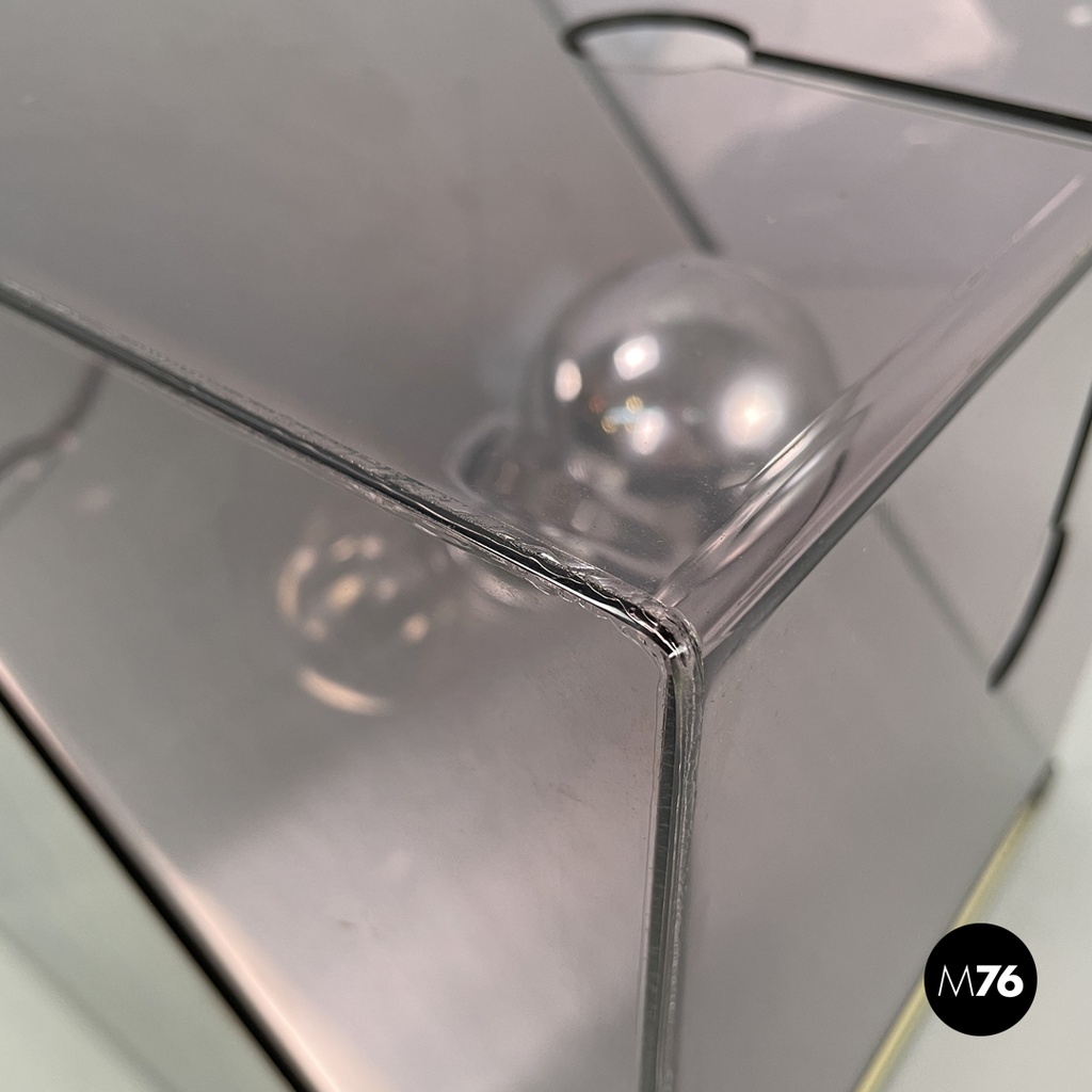 Italian modern metal and purple plexiglass table lamp by Iter Elettronica, 1970s