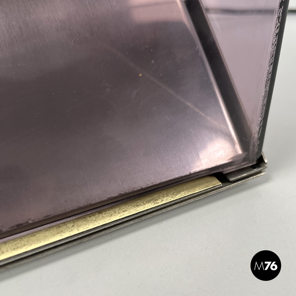 Italian modern metal and purple plexiglass table lamp by Iter Elettronica, 1970s