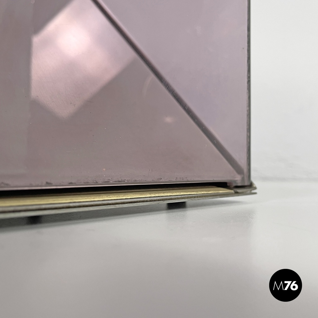 Italian modern metal and purple plexiglass table lamp by Iter Elettronica, 1970s