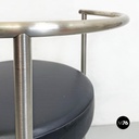 Italian Post Modern Cockpit Shape Leather and Steel Side Chair, 1980s