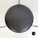 Italian Post Modern Cockpit Shape Leather and Steel Side Chair, 1980s