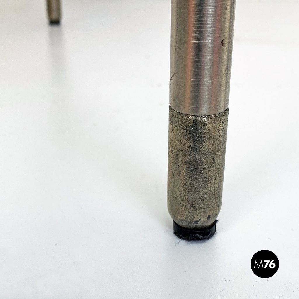 Italian Post Modern Cockpit Shape Leather and Steel Side Chair, 1980s