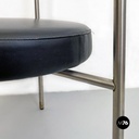 Italian Post Modern Cockpit Shape Leather and Steel Side Chair, 1980s