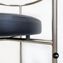 Italian Post Modern Cockpit Shape Leather and Steel Side Chair, 1980s