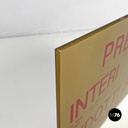 Italian mid-century modern cinema prices sign in golden and red plastic, 1960s