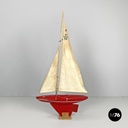 English mid-century modern red sailing boat model by Star Yacht Birkenhead 1960s