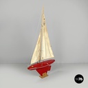 English mid-century modern red sailing boat model by Star Yacht Birkenhead 1960s