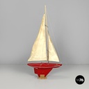 English mid-century modern red sailing boat model by Star Yacht Birkenhead 1960s