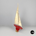 English mid-century modern red sailing boat model by Star Yacht Birkenhead 1960s