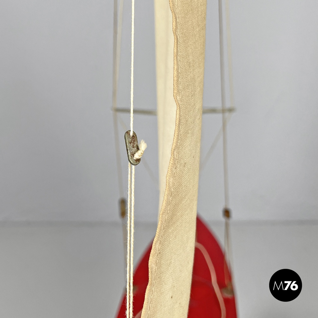 English mid-century modern red sailing boat model by Star Yacht Birkenhead 1960s