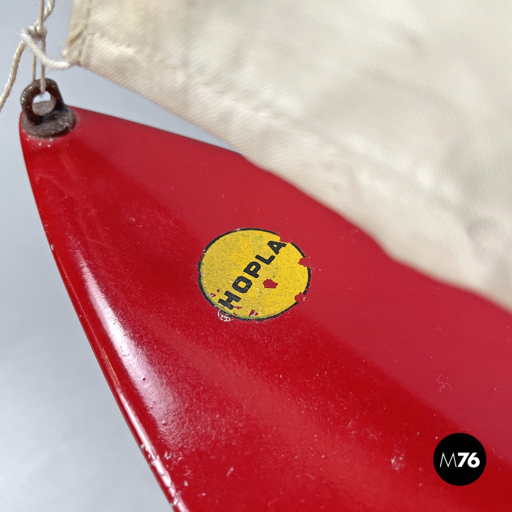 English mid-century modern red sailing boat model by Star Yacht Birkenhead 1960s