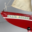 English mid-century modern red sailing boat model by Star Yacht Birkenhead 1960s