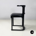 Austrian modern Black wood leather tub chairs by Josef Hoffmann Wittmann, 1980s