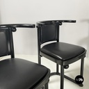 Austrian modern Black wood leather tub chairs by Josef Hoffmann Wittmann, 1980s