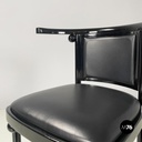 Austrian modern Black wood leather tub chairs by Josef Hoffmann Wittmann, 1980s